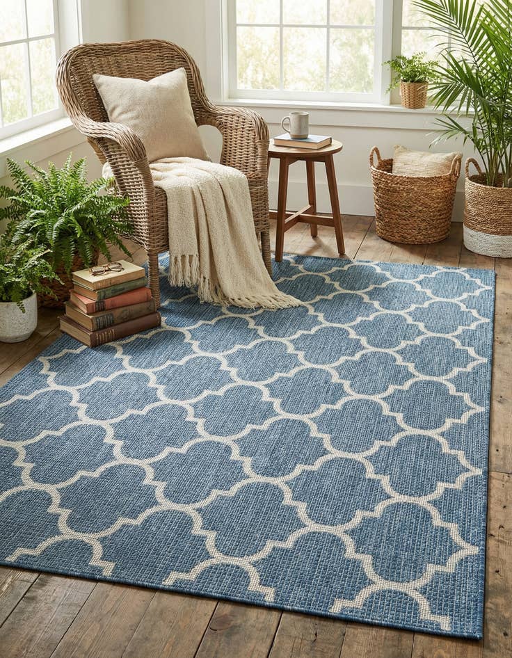 Detail image of  7' x 10'  Washable Lattice Indoor / Outdoor Rug