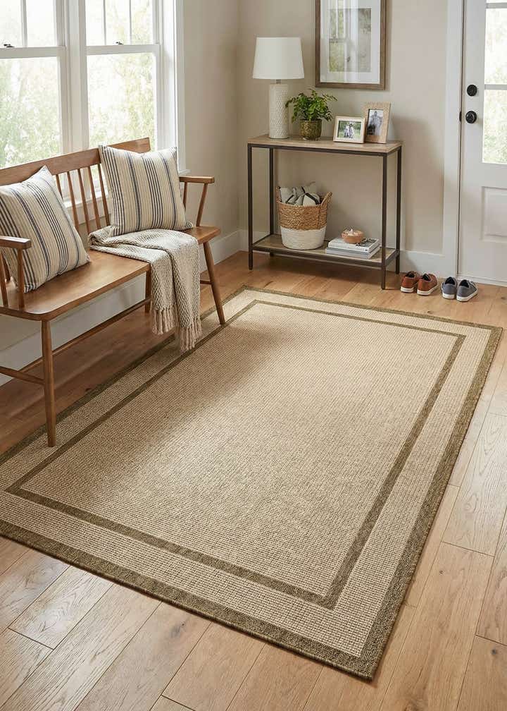 5' 3 x 8' Easy-Clean Border Indoor / Outdoor Rug