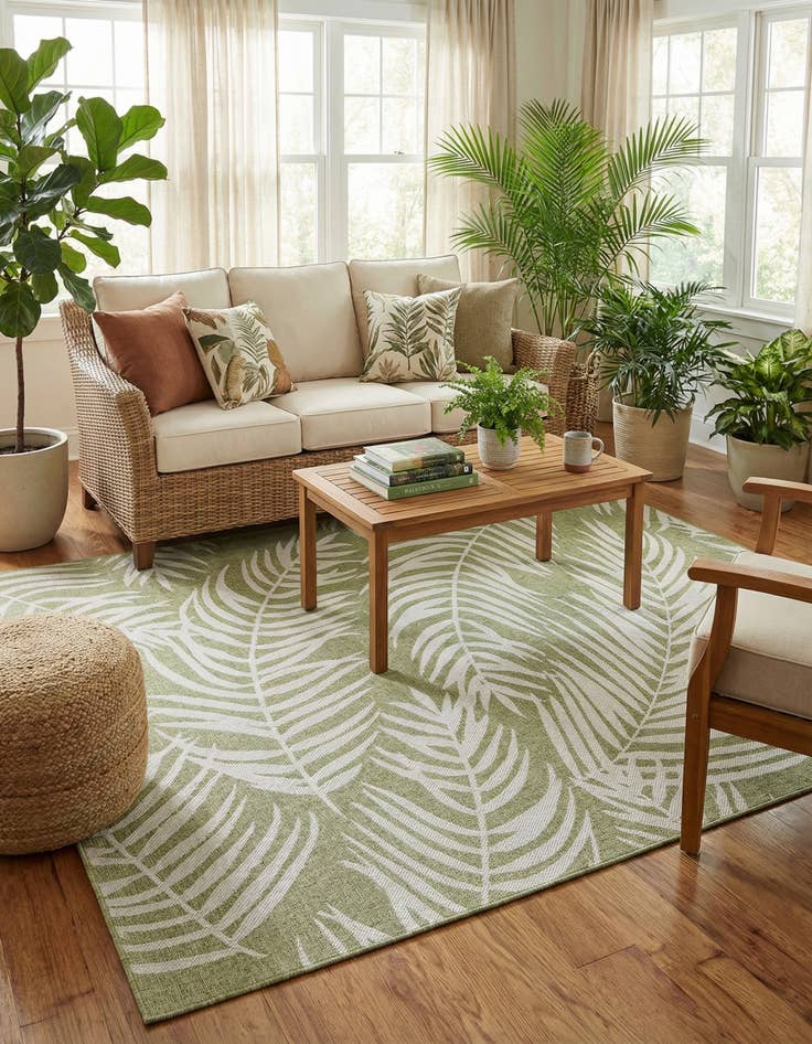 Detail image of 7' 10 x 10'  Washable Botanical Indoor / Outdoor Rug