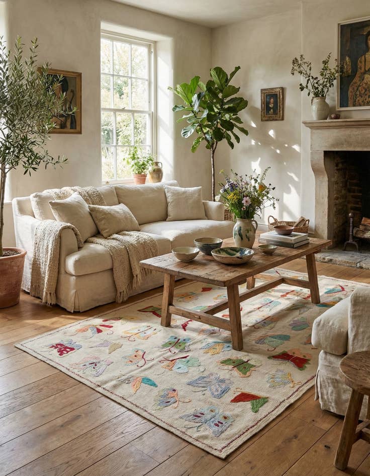 Detail image of 4' 3 x 5' 9  Hand Woven Kilim Suzani Wool Rug