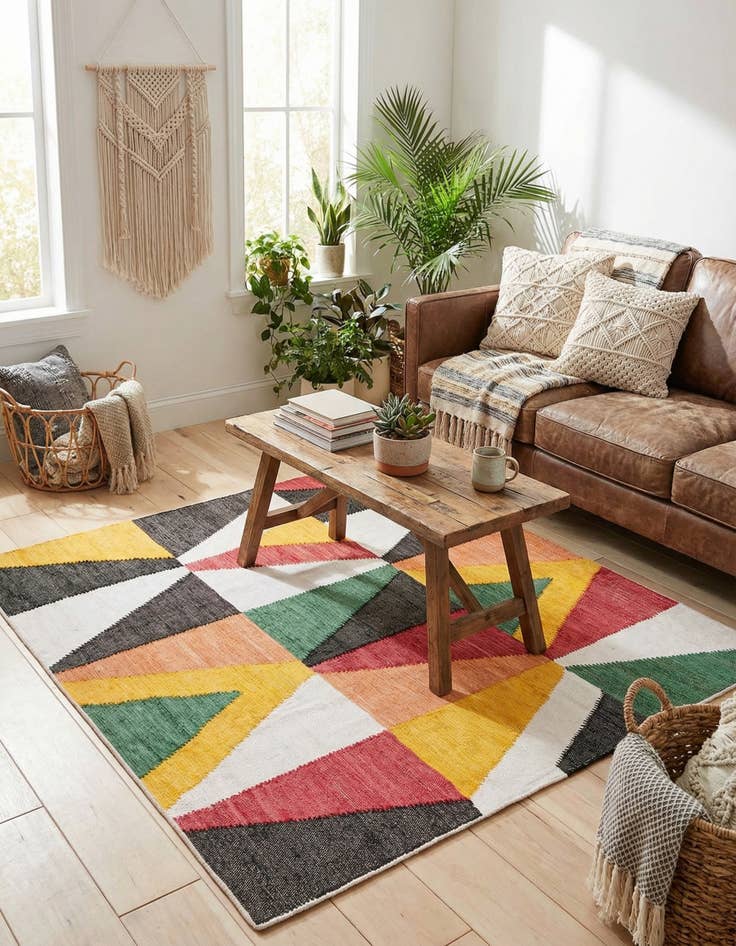 Detail image of 7' 10 x 7' 10  Hand Braided Chindi Cotton Square Rug