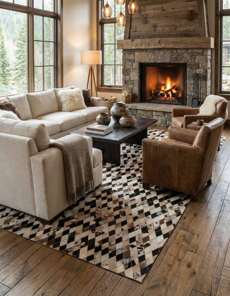 Detail image of  5' x 7' 11 Cowhide - Patchwork Rug