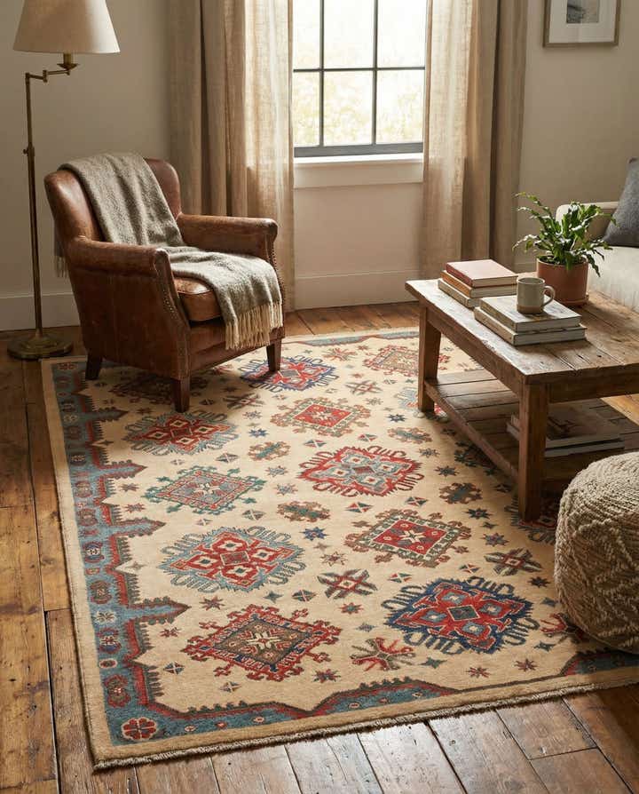 5' 9 x 7' 8 Hand Knotted Kazak Rug