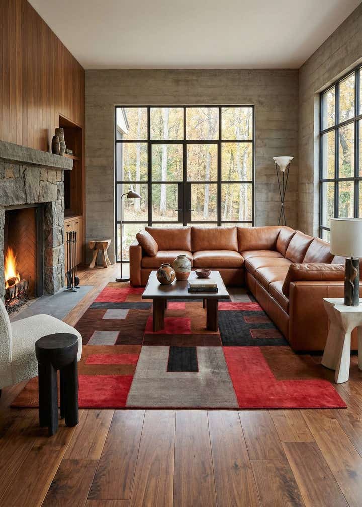 7' 2 x 10' Hand Woven Patchwork Wool Rug