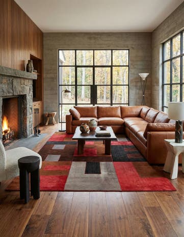 7' 2 x 10' Hand Woven Patchwork Wool Rug