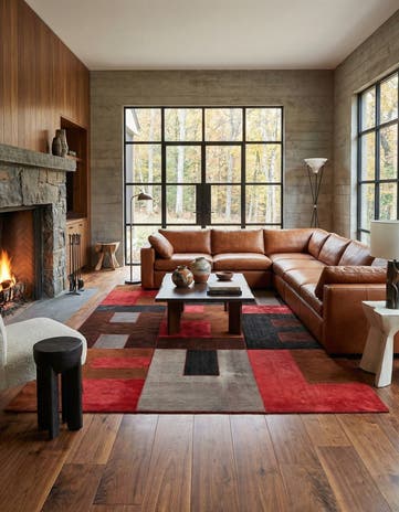 7' 2 x 10' Hand Woven Patchwork Wool Rug