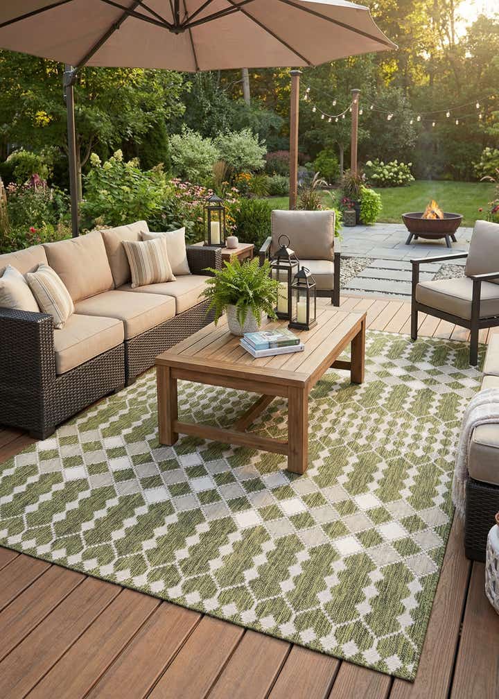 9' x 12' Easy-Clean Trellis Indoor / Outdoor Rug