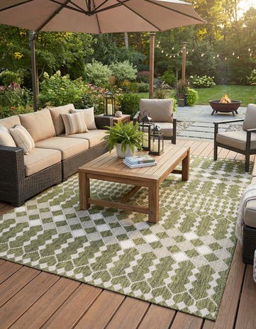 9' x 12' Easy-Clean Lattice Indoor / Outdoor Rug