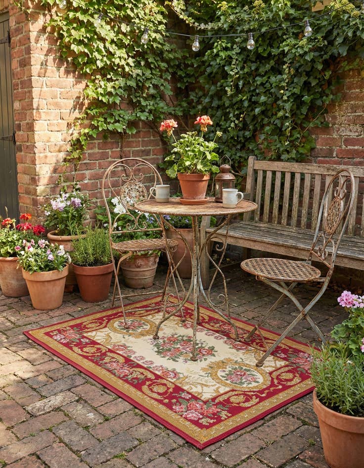 Detail image of 2' x 3'  Washable Traditional Indoor / Outdoor Rug