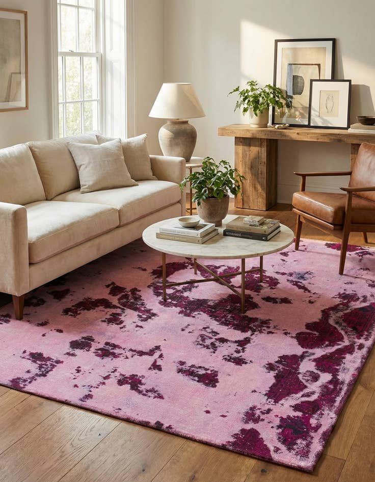 Detail image of 6' 4 x 7'  Hand Knotted Ultra Vintage Persian Wool Square Rug