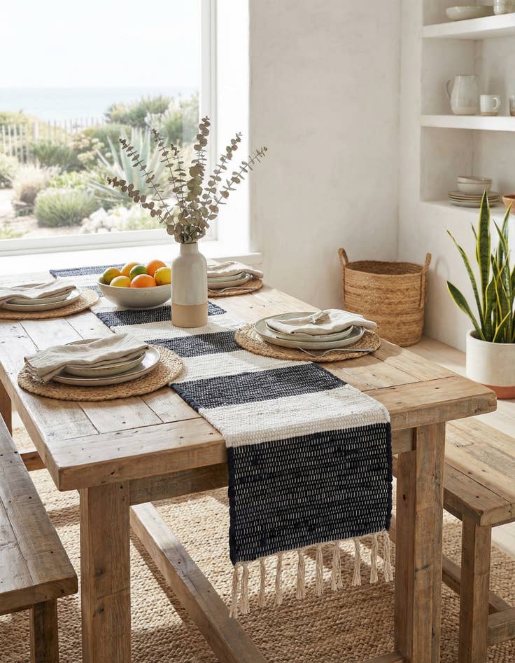 Detail image of 1' 2 x 4' 1  Hand Woven Chindi Rag Table Runner Rug