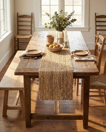  1' 2 x 10'  Hand Braided Jute Table Runner Rug