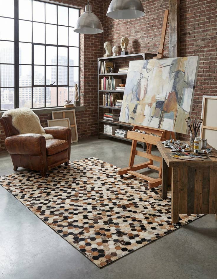 Detail image of 5' 1 x 7' 11 Cowhide - Patchwork Rug