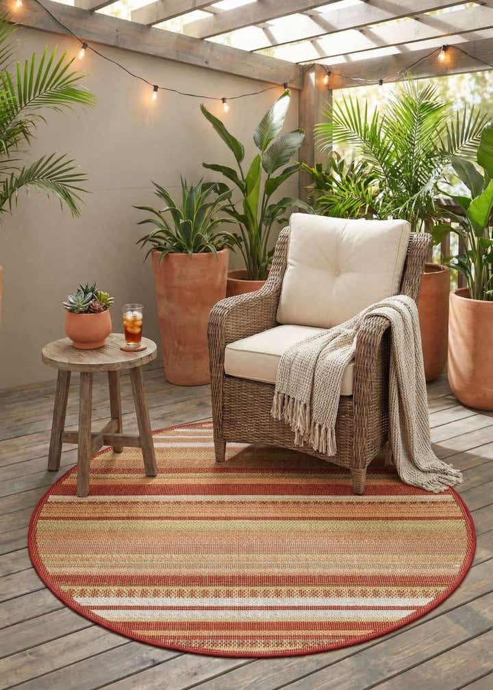 5' 3 x 5' 3 Easy-Clean Baja Indoor / Outdoor Round Rug