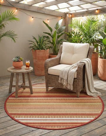5' 3 x 5' 3 Easy-Clean Baja Indoor / Outdoor Round Rug