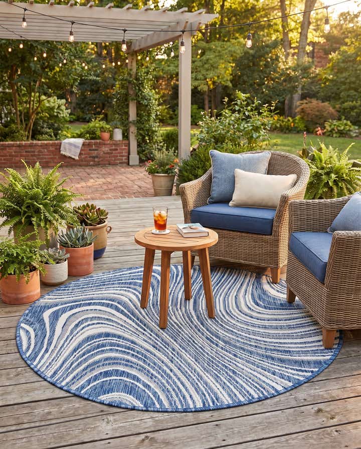 4' x 4' Easy-Clean Modern Indoor / Outdoor Round Rug