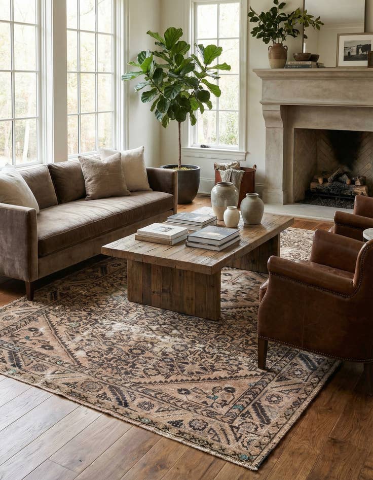 Detail image of  4' 9 x 9' 5  Hand Knotted Ultra Vintage Persian Wool Rug