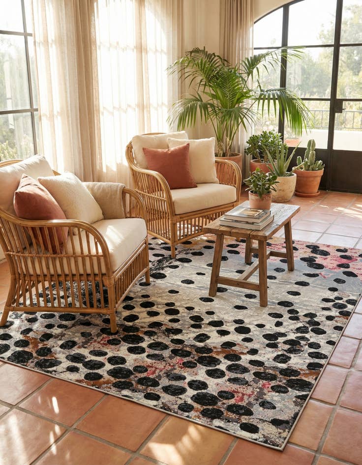 Detail image of  10' x 13'  Washable Modern Indoor / Outdoor Rug