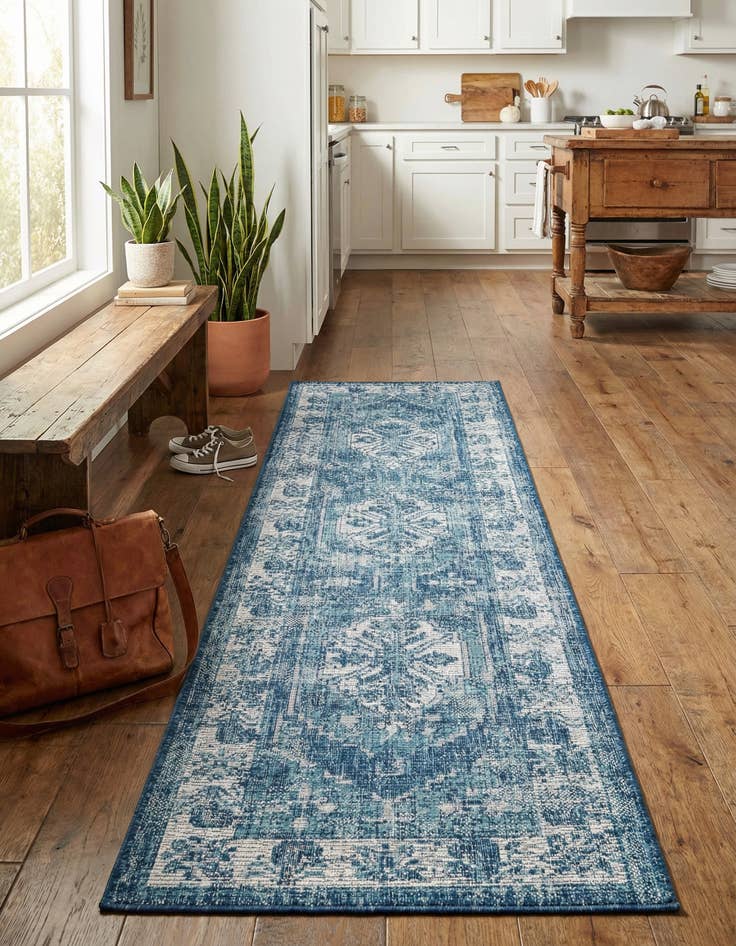 Detail image of 2' x 8'  Washable Traditional Indoor / Outdoor Runner Rug
