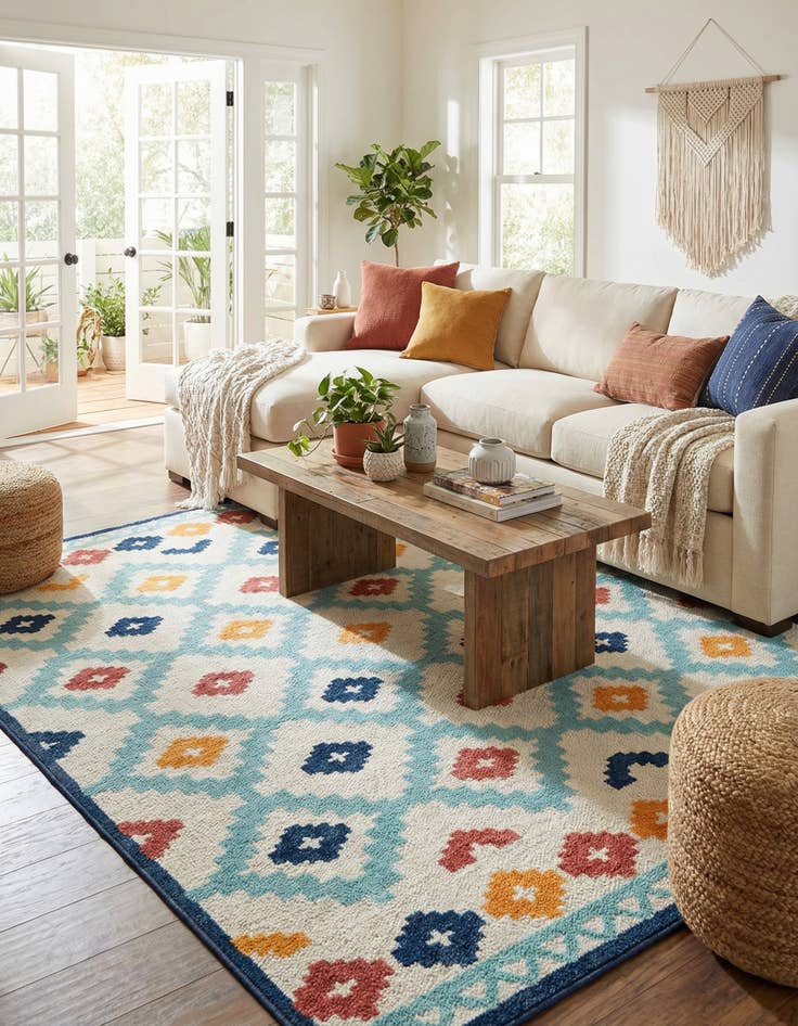 Detail image of 9' x 12'  Washable Belize Indoor / Outdoor Rug