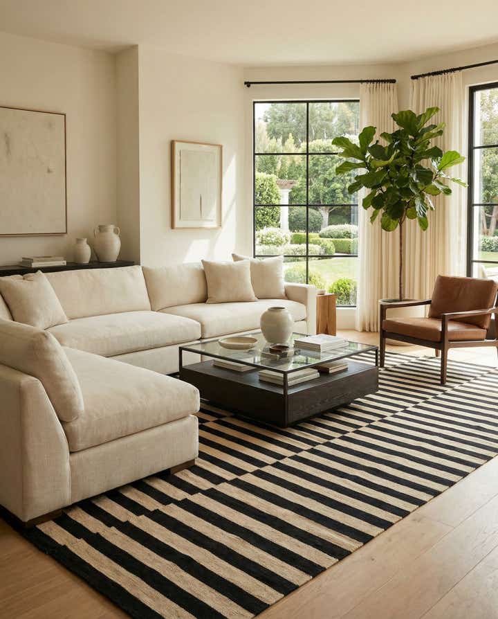 6' 7 x 9' 9 Hand Woven Kilim Modern Wool Rug