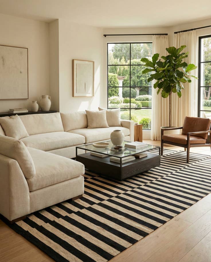 Detail image of 6' 7 x 9' 9 Hand Woven Kilim Modern Wool Rug