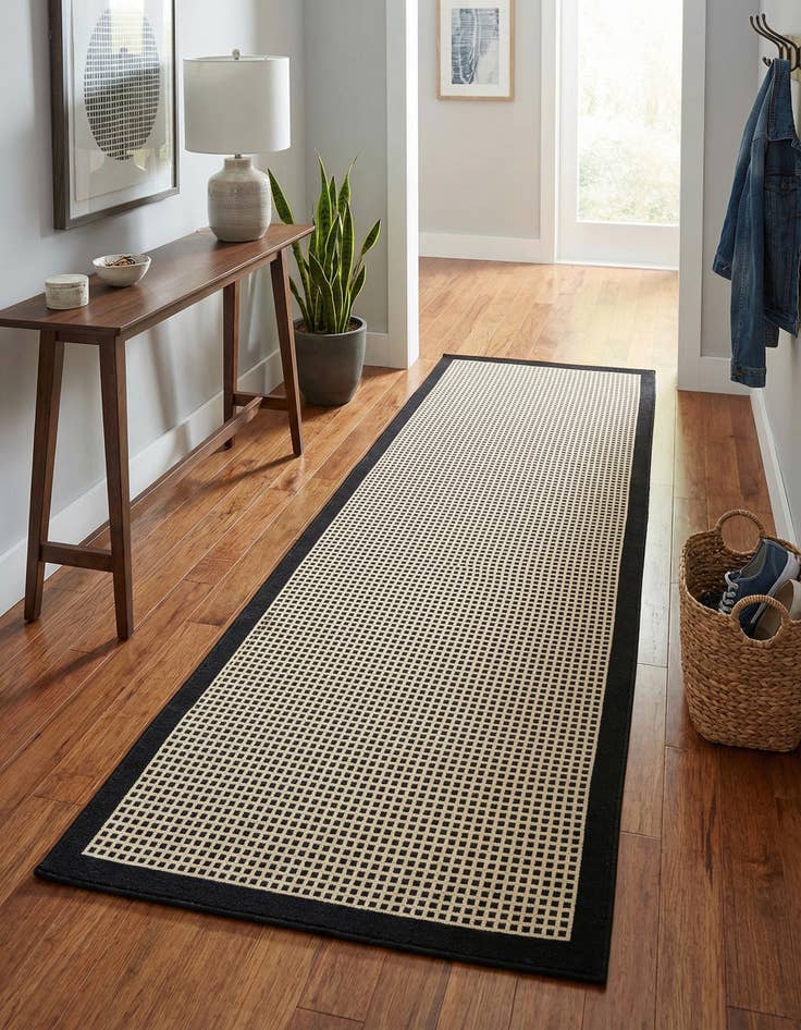 Detail image of 2' 7 x 10'  Washable Border Indoor / Outdoor Runner Rug