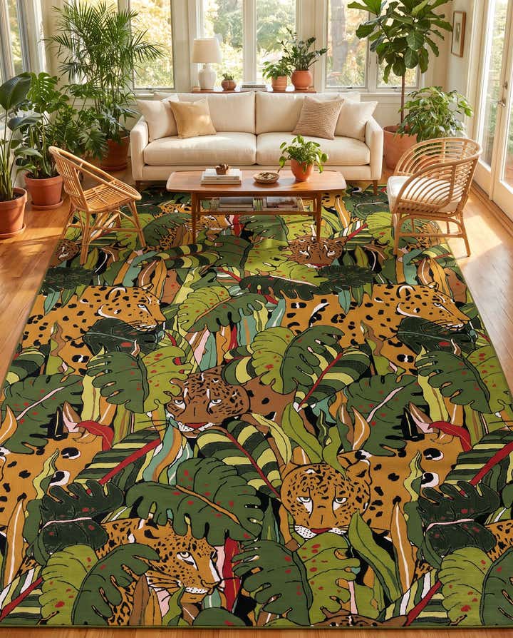 9' x 12' Easy-Clean Botanical Indoor / Outdoor Rug