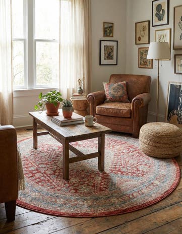 Red Noble Round Rug