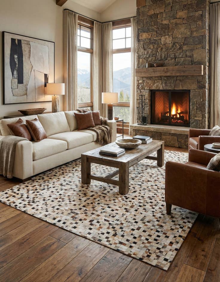 Detail image of 8' x 10' Cowhide Stocks Rug