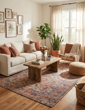 Peach pink Hand Woven Chenille Jute Rug