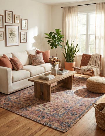 Peach pink Hand Woven Chenille Jute Rug