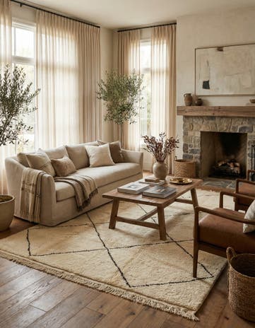 6' 10 x 9' 7 Hand Knotted Moroccan Wool Rug