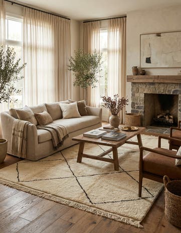 6' 10 x 9' 7 Hand Knotted Moroccan Wool Rug