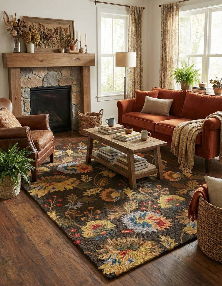 Detail image of 5' 3 x 7' 7 Agra Wool Rug