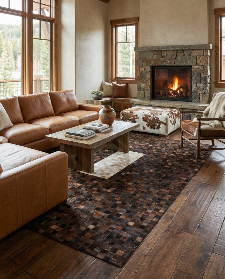 Detail image of 5' x 7' 10 Cowhide Stocks Rug