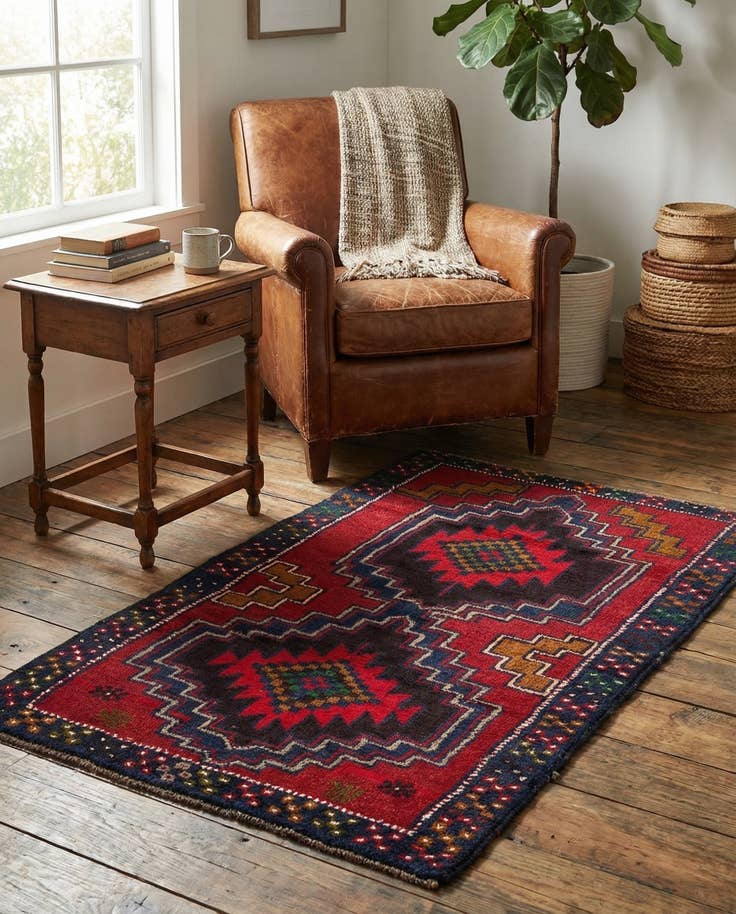 Detail image of 2' 10 x 4' 7 Hand Knotted Balouch Persian Wool Rug