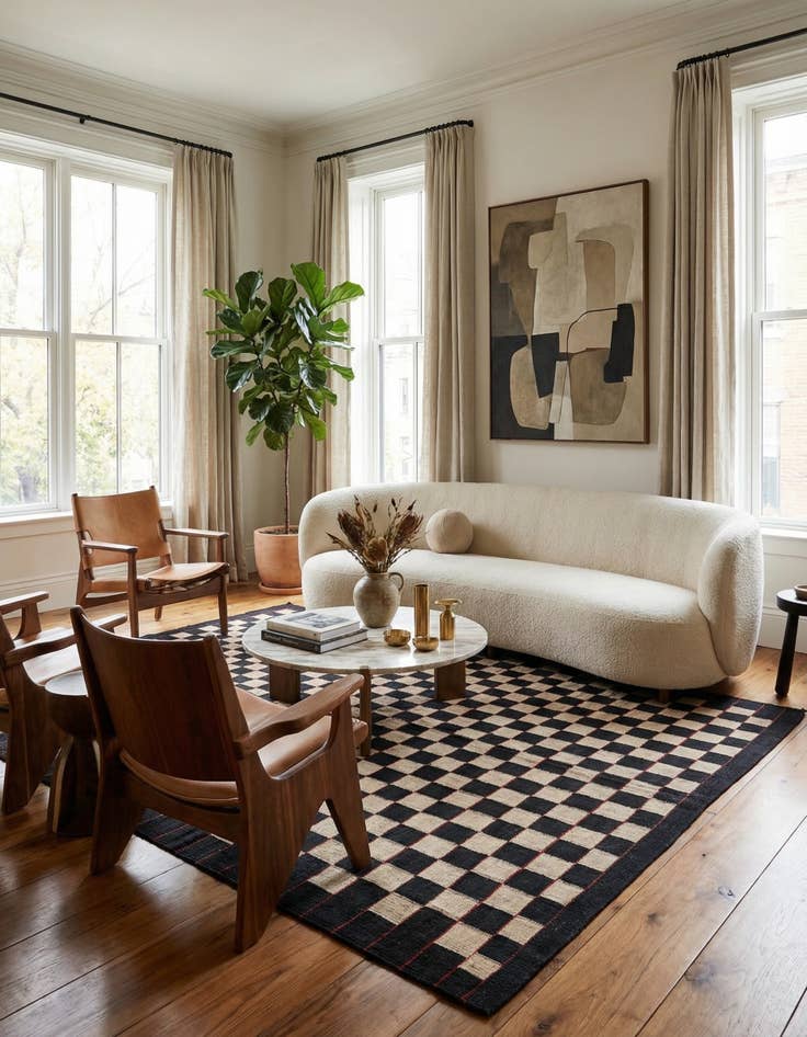 Detail image of 4' 11 x 6' 4  Hand Woven Kilim Modern Wool Rug