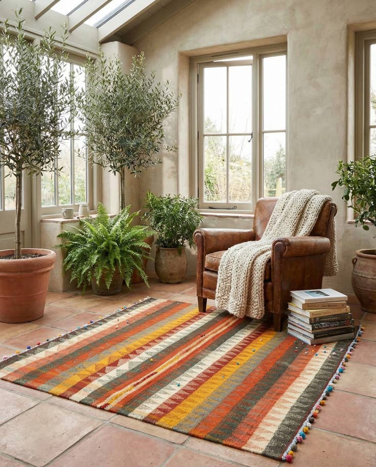 Detail image of 4' 6 x 5' 3 Jajim Square Rug
