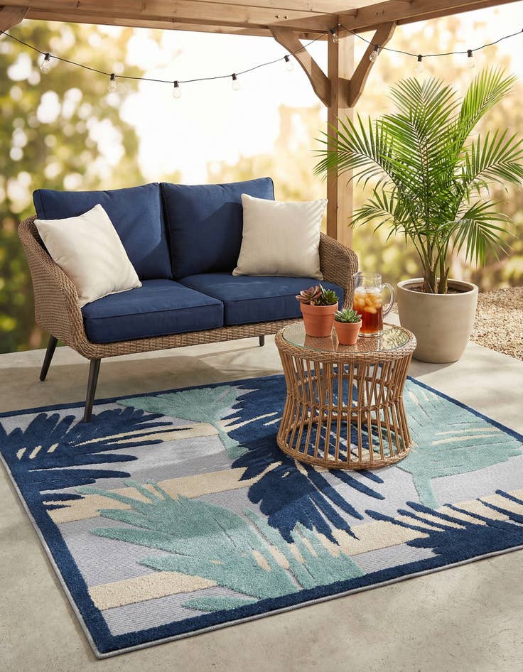 Detail image of 5' 3 x 5' 3  Washable Aruba Indoor / Outdoor Square Rug
