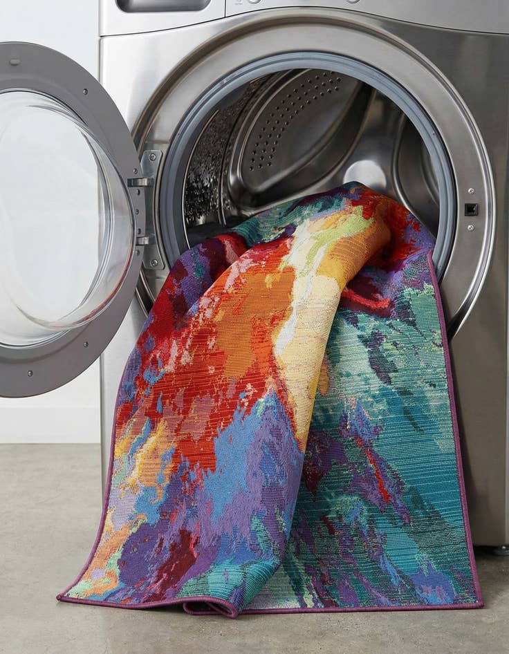 Detail image of 3' 3 x 5' 3  Washable Modern Indoor / Outdoor Rug