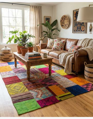 5' 5 x 8' Hand Woven Kilim Patchwork Wool Rug