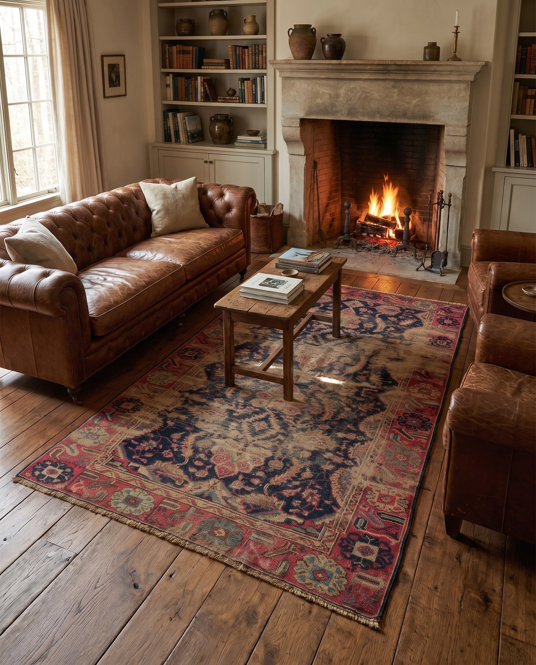 4' 1 x 6' 10 Hand Knotted Varamin Persian Wool Rug