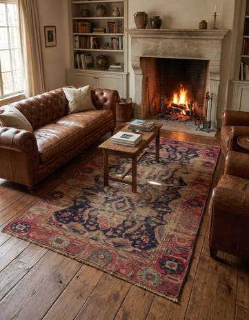 4' 1 x 6' 10 Hand Knotted Varamin Persian Wool Rug