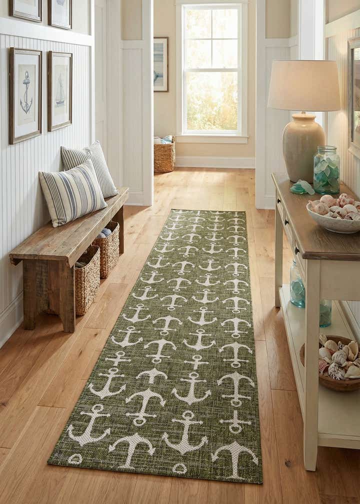 2' 7 x 12' Easy-Clean Coastal Indoor / Outdoor Runner Rug