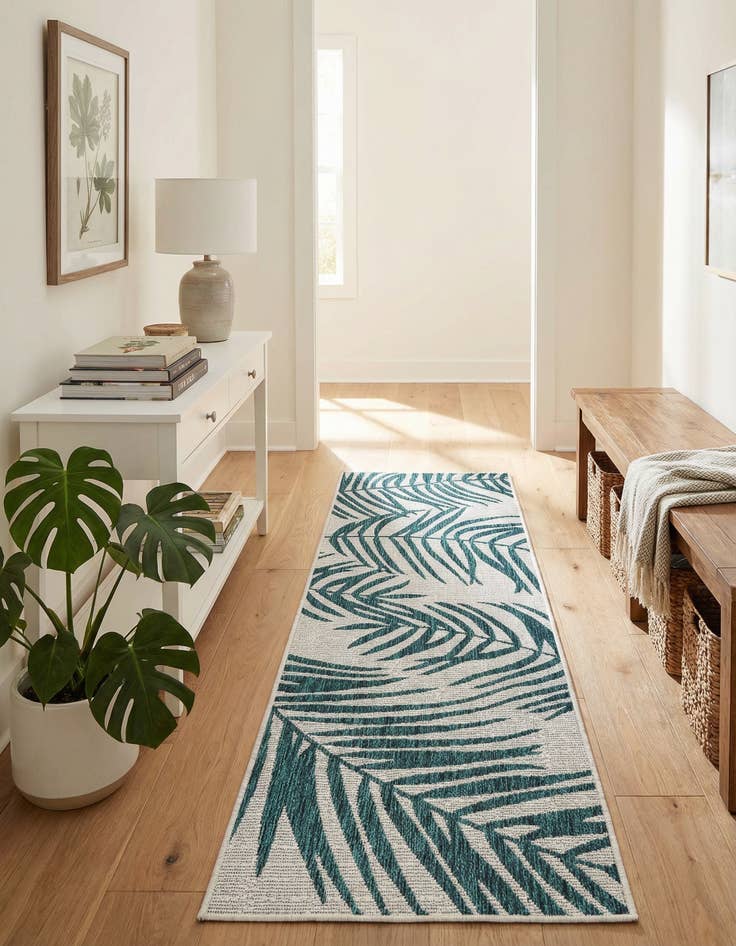 Detail image of 2' x 6' Easy-Clean Botanical Indoor / Outdoor Runner Rug