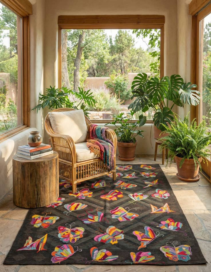 Detail image of 4' 6 x 5' 10  Hand Woven Kilim Suzani Wool Rug