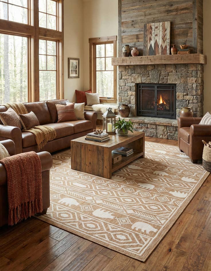 Detail image of 10' x 14'  Washable Southwestern Indoor / Outdoor Rug