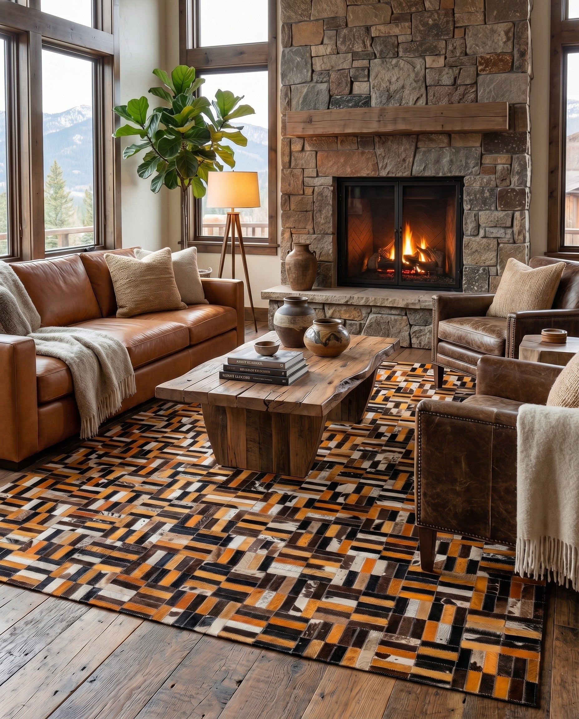 4' 11 x 7' 10 Cowhide - Patchwork Rug
