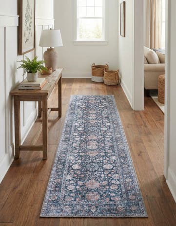Royal Navy Blue Washable Yara Runner Rug